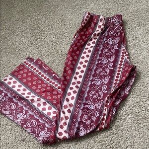 SHEIN Burgundy Paisley Print Pants
